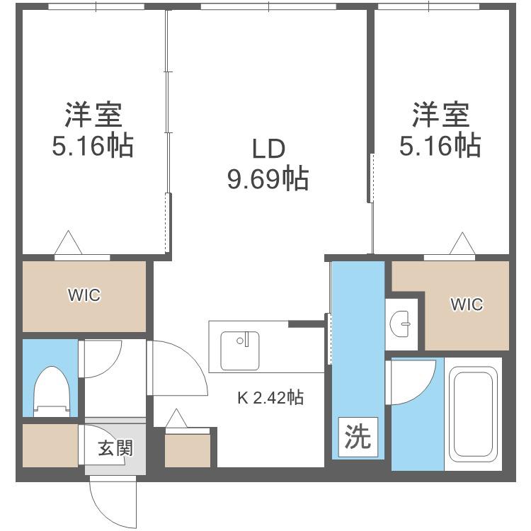 DIORE RESIDENCE SAPPORO(2LDK/3階)の間取り写真