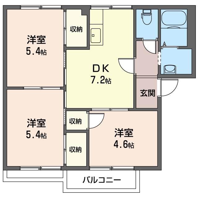サニーコートハタ(3DK/2階)の間取り写真