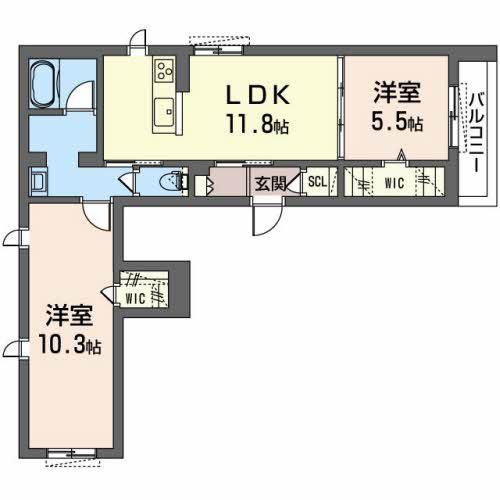 コントレール北花田(2LDK/2階)の間取り写真