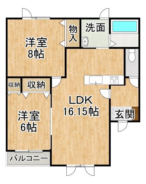 GEOII(2LDK/2階)の間取り写真