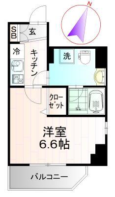 川崎デントヒルズ(1K/9階)の間取り写真