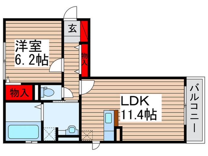 グレイス(1LDK/2階)の間取り写真