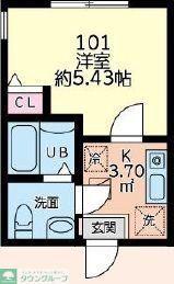 パークテラス立場(1K/2階)の間取り写真