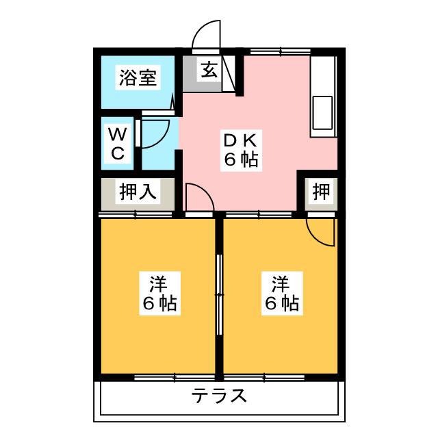 シティハイツ鵜飼 A(2DK/1階)の間取り写真