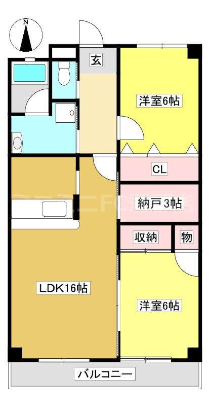 元町ハイツ(2SLDK/3階)の間取り写真