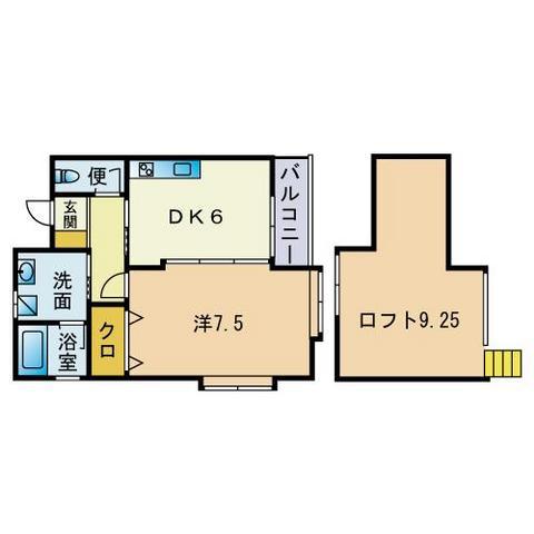 グリーンローズ(1DK/2階)の間取り写真