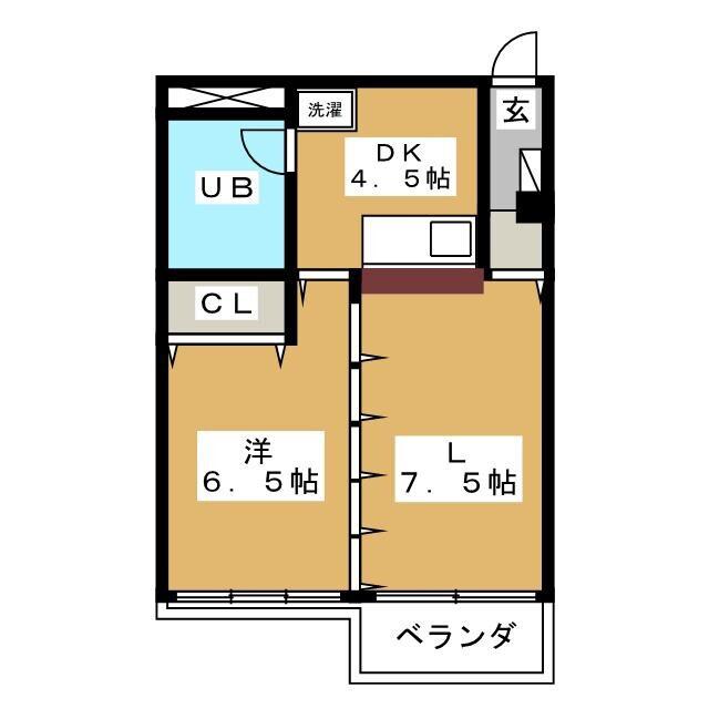 池尻コーポ(1LDK/7階)の間取り写真