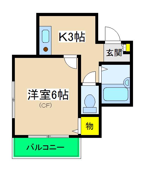 サンユーマンション(1K/2階)の間取り写真
