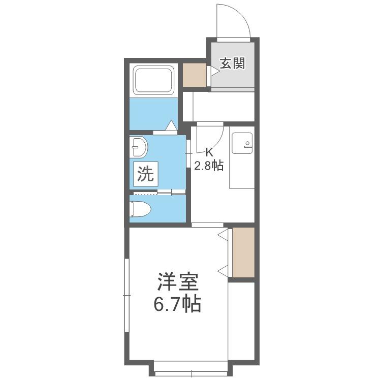 地下鉄東豊線 学園前駅(札幌) 徒歩3分 4階建 築10年(1K/4階)の間取り写真