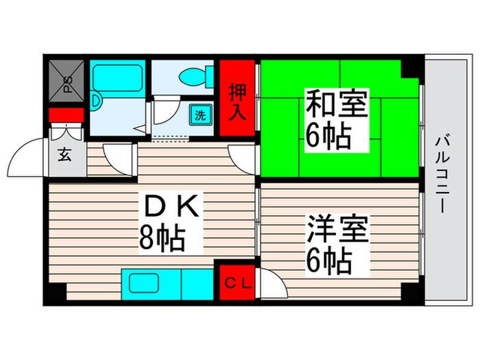 春竹フラッツ(2DK/5階)の間取り写真