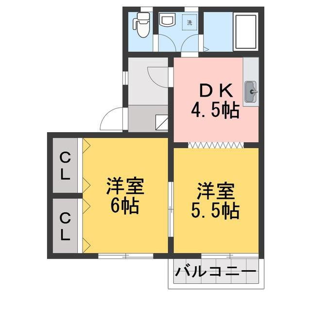 エグゼ東和(2K/2階)の間取り写真
