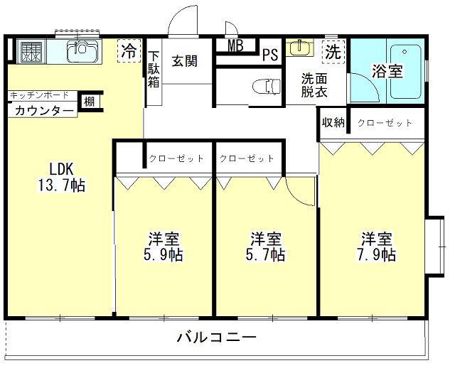 ミリオンステージ(3LDK/3階)の間取り写真