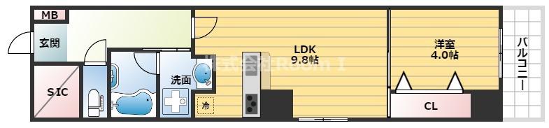 アンビシャス鎗屋町(1LDK/7階)の間取り写真