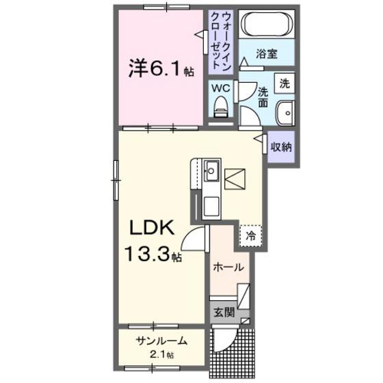 グリーン・ノアA(1LDK/1階)の間取り写真