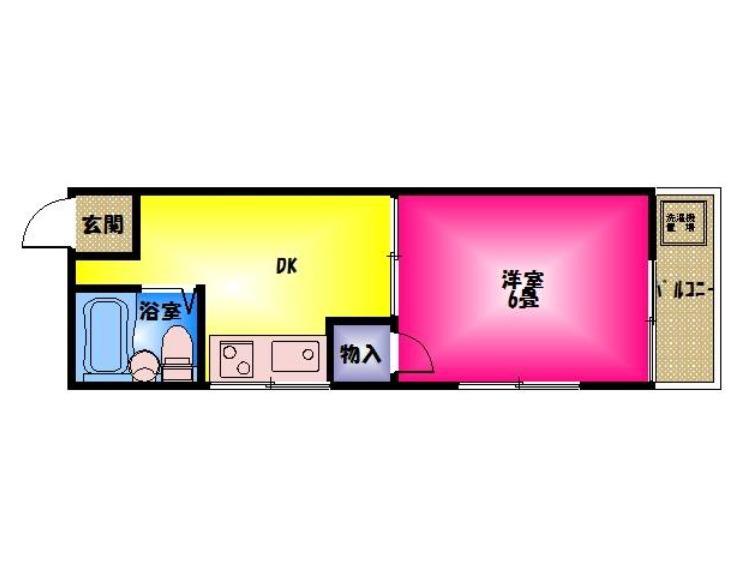 ハイコーポ飯田(1DK/3階)の間取り写真