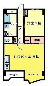 ハイム柏洋(1LDK/5階)の間取り写真