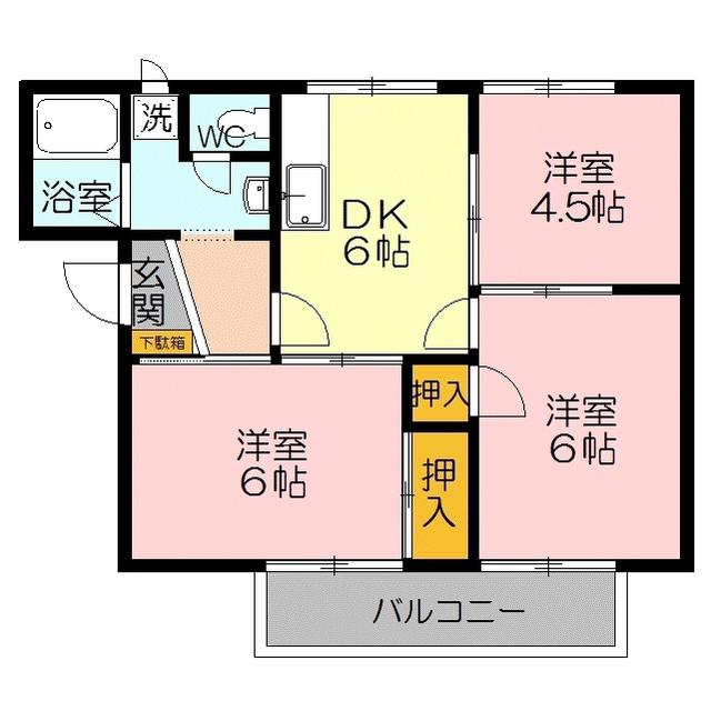 エスポワールワン(3DK/2階)の間取り写真