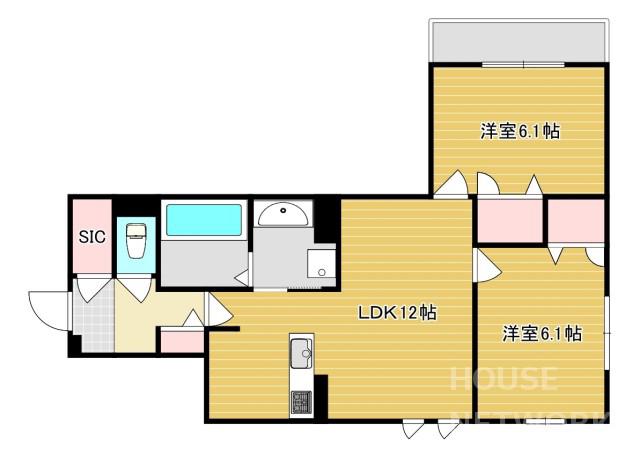 D-ROOM SAGARIMATSU(2LDK/2階)の間取り写真