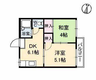 コーポエクセル(2DK/1階)の間取り写真