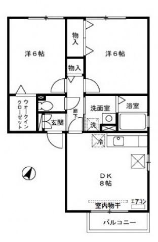 コンフォール II 103(2DK/1階)の間取り写真