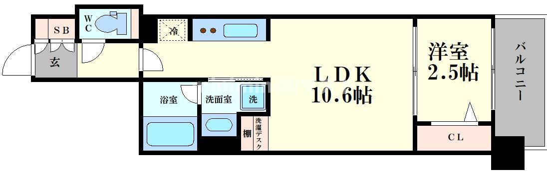 アーバネックス本町II(1LDK/10階)の間取り写真