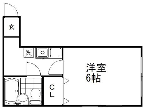 ヌーベル大森北(1K/2階)の間取り写真