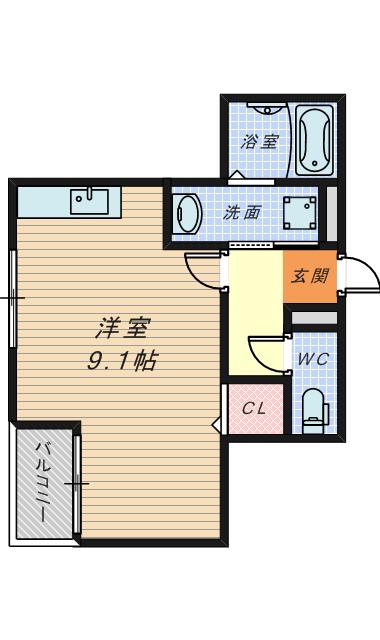 プライドール(ワンルーム/1階)の間取り写真