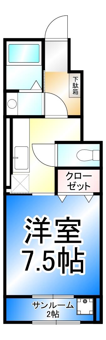 グレイス・チェスタ(1K/1階)の間取り写真