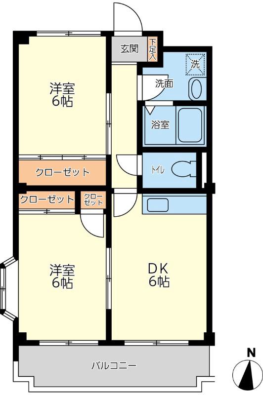 パレス川越(2DK/1階)の間取り写真
