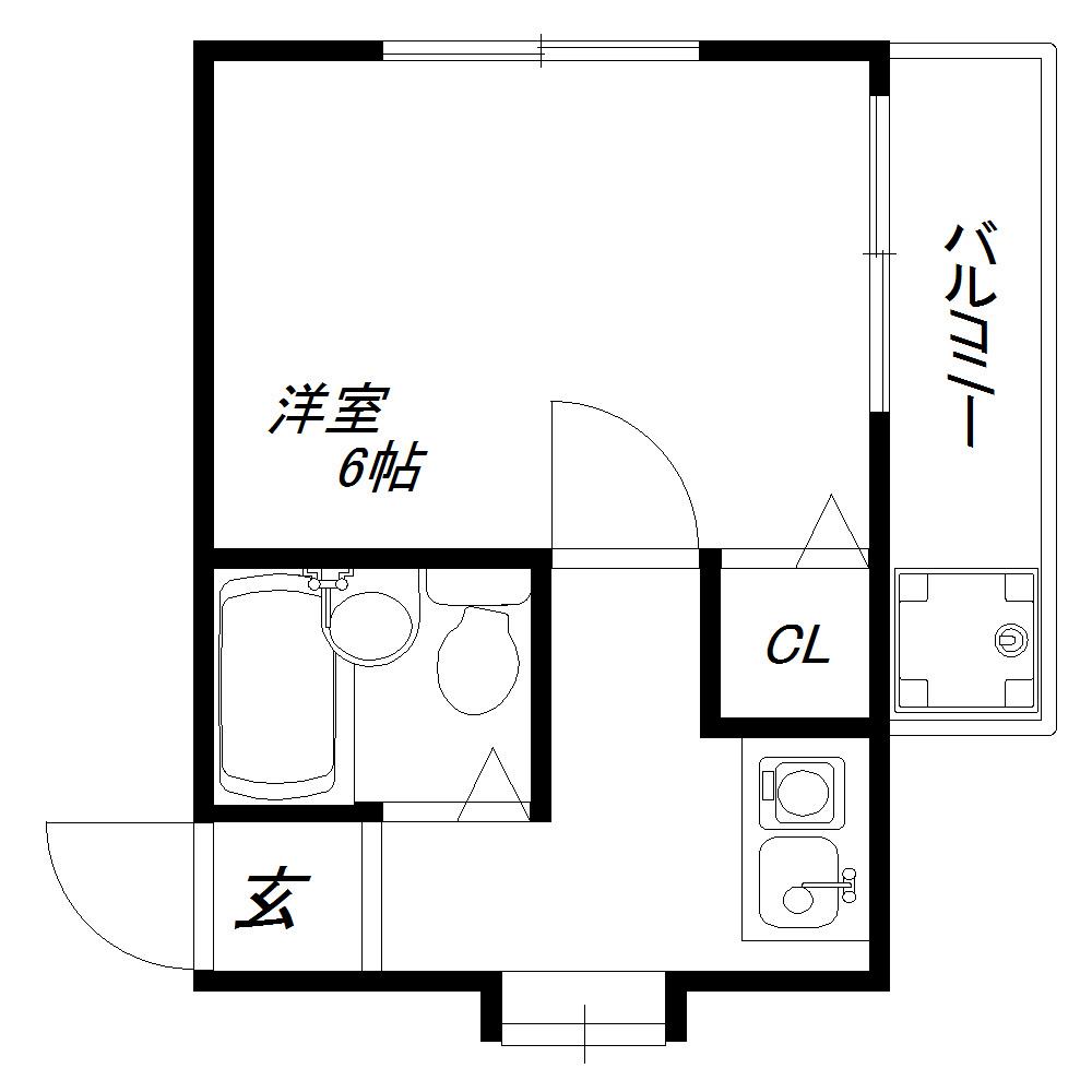 サンマリン平磯(1K/2階)の間取り写真