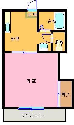 シャンブルボヌールC(1K/1階)の間取り写真
