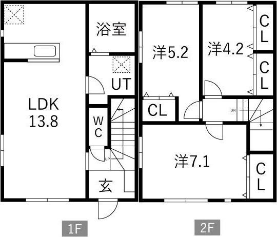 レジデンシア A棟(3LDK/1階)の間取り写真