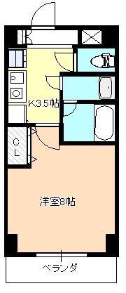 アビターレ狭山(1K/6階)の間取り写真
