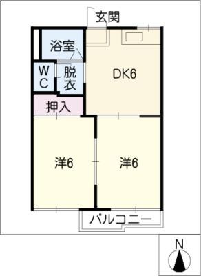 サープラス三浦 A棟(2DK/1階)の間取り写真