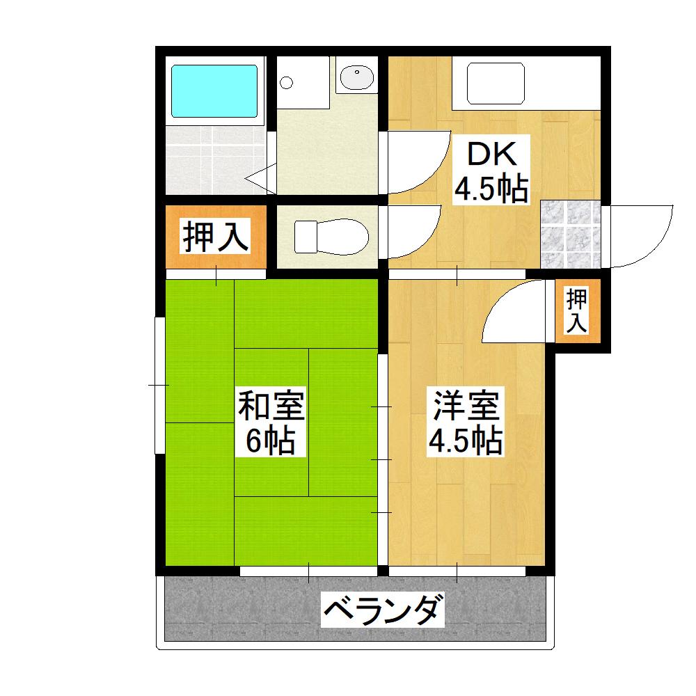 メゾン岡村(2DK/2階)の間取り写真