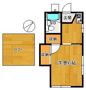 カームハイツ(1K/2階)の間取り写真