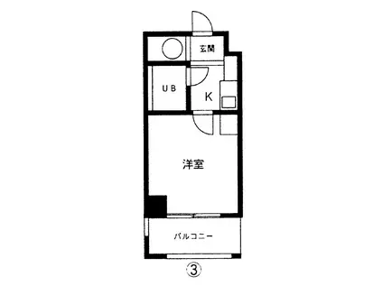 プリンセス駅西(1K/3階)の間取り写真