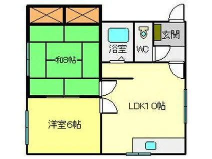 ファミリーハウスA(2DK/2階)の間取り写真