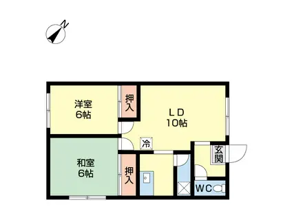 上ケ島マンション(2LDK/2階)の間取り写真