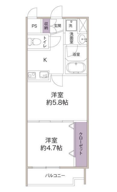 ヴィアレット原宿(2K/2階)の間取り写真