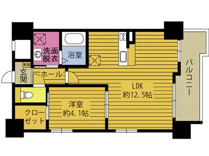 ＪＲ日豊本線 大分駅 徒歩15分 10階建 築2年(1LDK/4階)の間取り写真