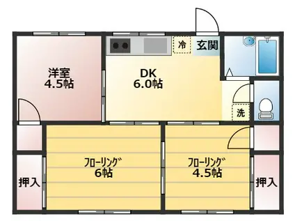 大橋ハイツ(3DK/2階)の間取り写真