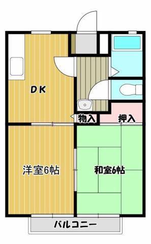 サンビレッジタムラF棟(2DK/2階)の間取り写真