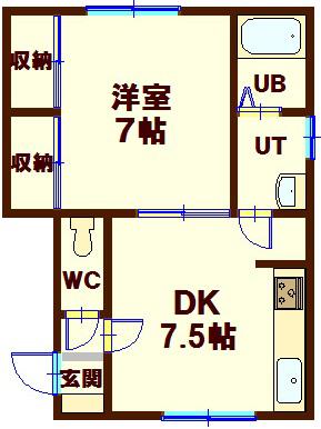 ハイツななかまど(1DK/2階)の間取り写真