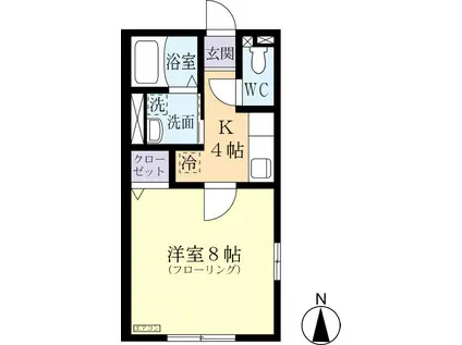 インペリアルI(1K/1階)の間取り写真