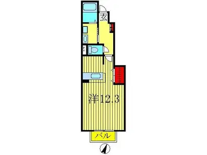 エターナルグレイス(ワンルーム/1階)の間取り写真
