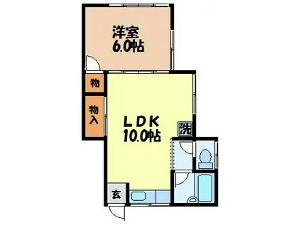 フォーリーフ大手(1LDK/1階)の間取り写真