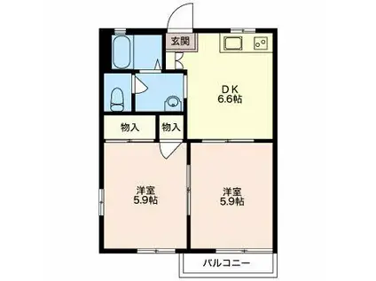 ハイツナガツカA(2DK/2階)の間取り写真