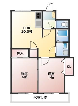 エスポワール(2LDK/1階)の間取り写真