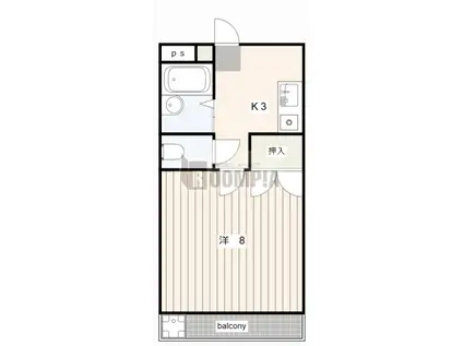 ステージⅡ(1K/2階)の間取り写真